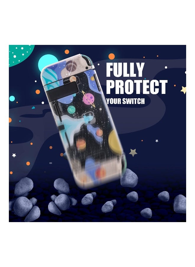 Clear Glitter Switch TPU Case, Protective Switch Case with Glitter Animal Crossing Thumb Grip Case TPU Clear Glitter Protective Case and Tempered Glass Screen Protector for Nintendo Switch