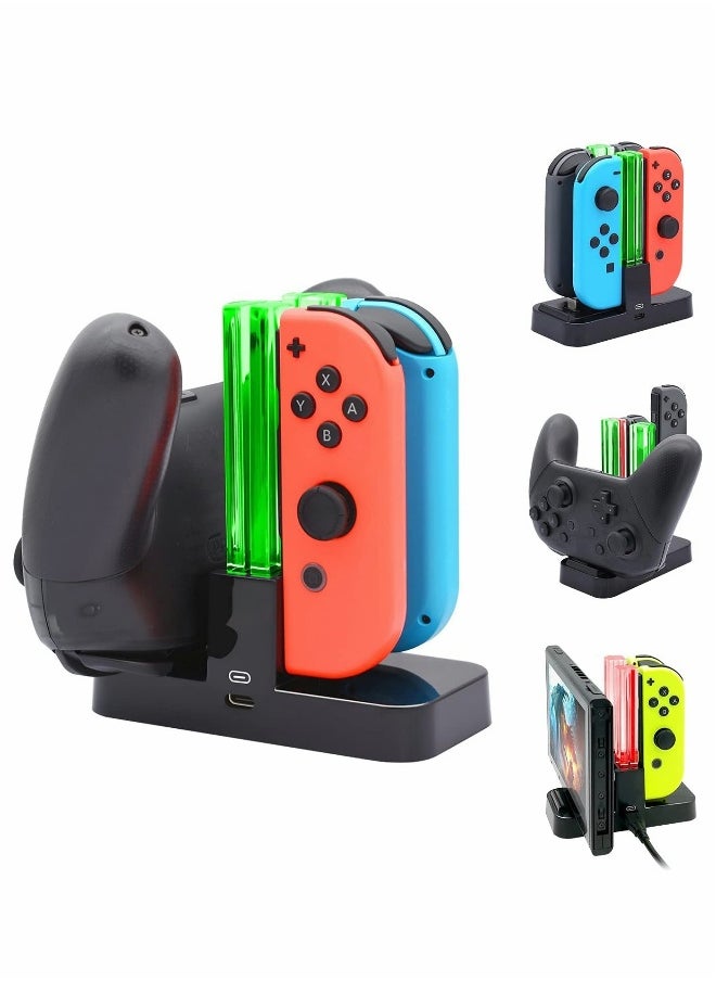 Charging Dock Station 4 In 1 for Nintendo Switch, Compatible With Nintendo Switch Joycon Controller With Type-c USB Cable Safe, for Switch Handle Colorful Four-charge, Switch Light Column Charger