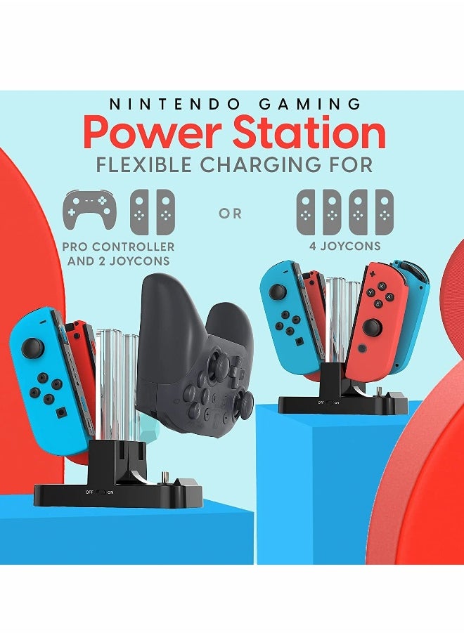 Charging Dock Station 4 In 1 for Nintendo Switch, Compatible With Nintendo Switch Joycon Controller With Type-c USB Cable Safe, for Switch Handle Colorful Four-charge, Switch Light Column Charger