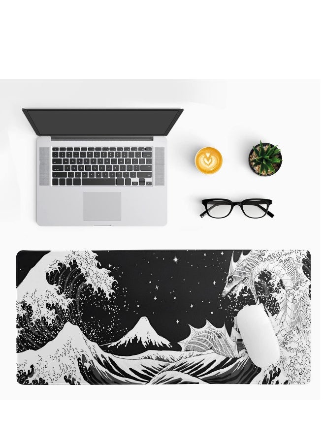 SYOSI Extended Gaming Mouse Pad, 31.5x11.8 Inch Large Mouse Mat Desk Pad, Long Computer Keyboard Mouse Mat Mousepad with 3mm Non-Slip Base and Stitched Edge for Work, Game, Office, Home