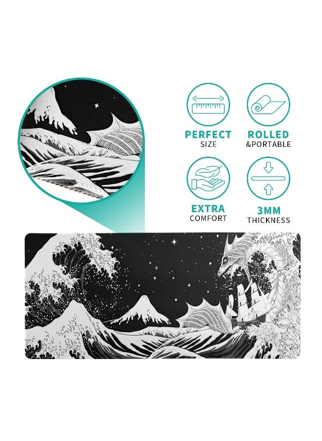 SYOSI Extended Gaming Mouse Pad, 31.5x11.8 Inch Large Mouse Mat Desk Pad, Long Computer Keyboard Mouse Mat Mousepad with 3mm Non-Slip Base and Stitched Edge for Work, Game, Office, Home