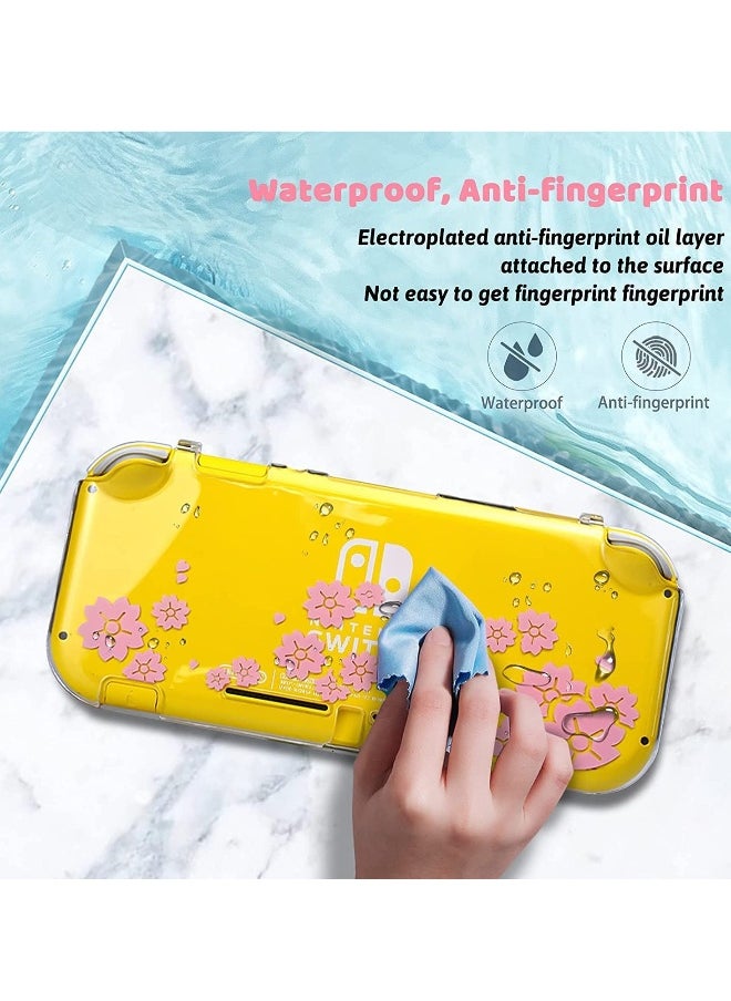 Protective Case for Switch Lite Clear Hard PC Cover Split Design Shockproof Anti-Scratch Shell Accessories for Joycon Controller with ShockAbsorption Pink Sakura