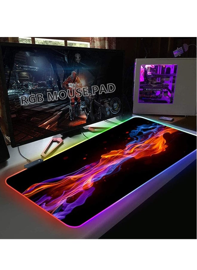 RGB Gaming Mouse Pad, Extended Large Led Mousepads Non Slip Rubber Base with 14 Lighting Modes Computer Keyboard Mat, Soft and Waterproof Surface, Enhance Your Computer Gaming Experience