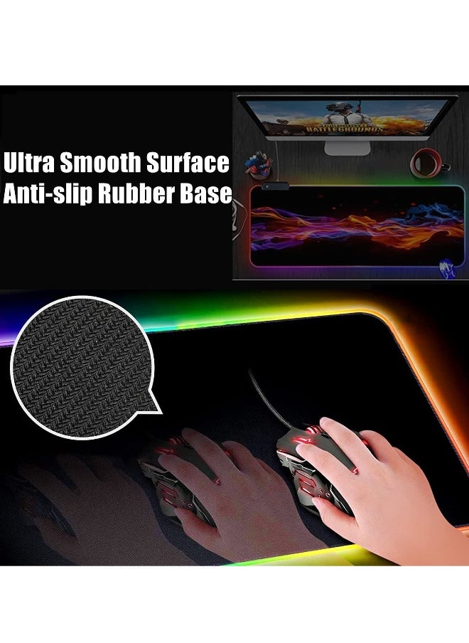 RGB Gaming Mouse Pad, Extended Large Led Mousepads Non Slip Rubber Base with 14 Lighting Modes Computer Keyboard Mat, Soft and Waterproof Surface, Enhance Your Computer Gaming Experience