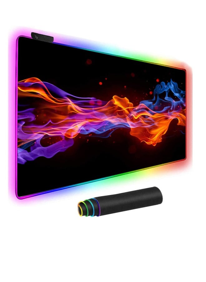 RGB Gaming Mouse Pad, Extended Large Led Mousepads Non Slip Rubber Base with 14 Lighting Modes Computer Keyboard Mat, Soft and Waterproof Surface, Enhance Your Computer Gaming Experience