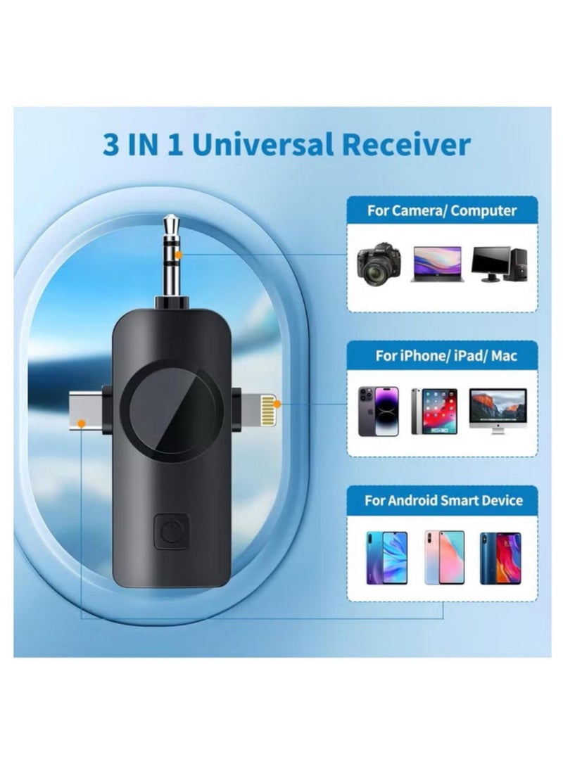 F11-2 Wireless Tie Mic with Two Microphones Compatible Android/iOS Plug-Play Mini Micro Wireless Noise Reduction for Live and Record Videos