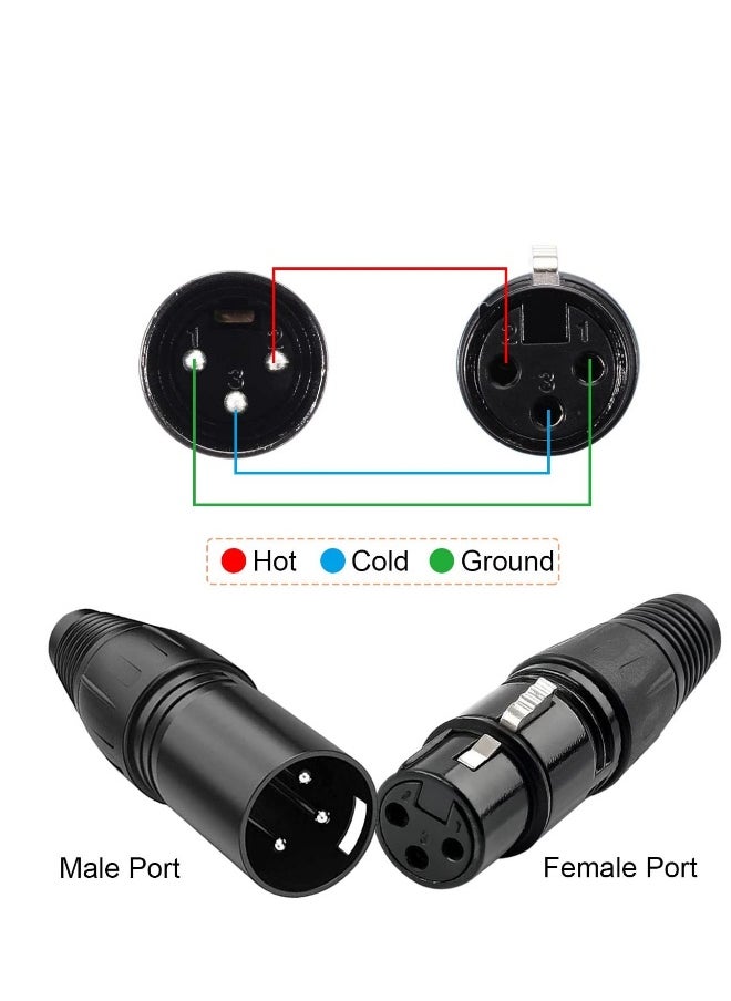 10 PCS XLR Connector, 5 Male and 5 Female XLR Mic Microphone Connector, 3 Pins Ultra-Low Noise Microphone and High Conductivity Audio Socket
