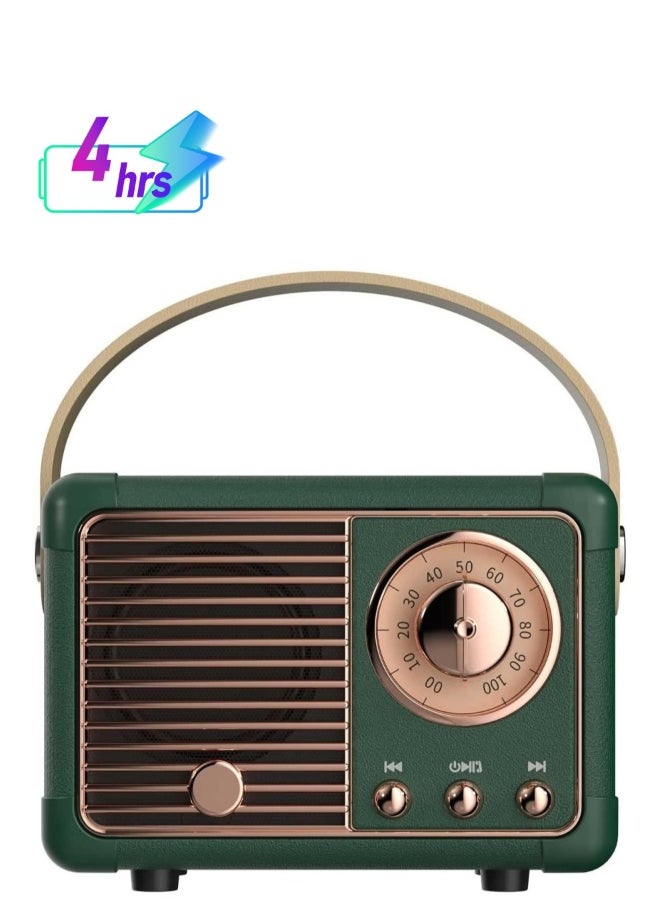 Bluetooth Speaker Mini Wireless Speaker,Outdoor Portable with Crystal Clear Stereo Sound Rich Bass, Retro for iPhone, Android Devices and Tablet Green