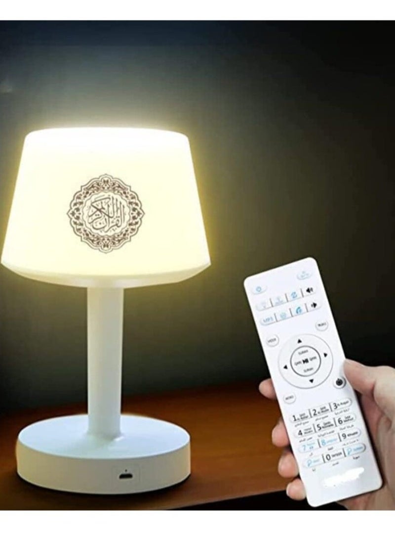 DAR UL QALAM 7 Colors LED Quran Speaker Table Lamp – 8GB Storage with 16 Reciters u0026 Translations, Remote u0026 App Control