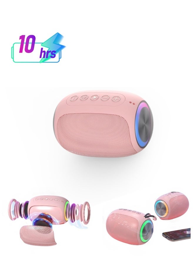 Portable Bluetooth Wireless Speaker Crisp Sound Multiple Play Modes Ideal for Home and Outdoor Use Compatible with Cellphones and PCs Household Luminous High Volume Subwoofer Pink
