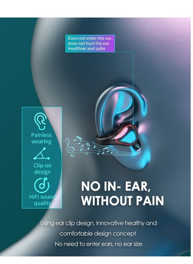 Mini Wireless Open Earbuds with Mic for iPhone and Android, Lightweight Bone Conduction Headphones for Running and Cycling