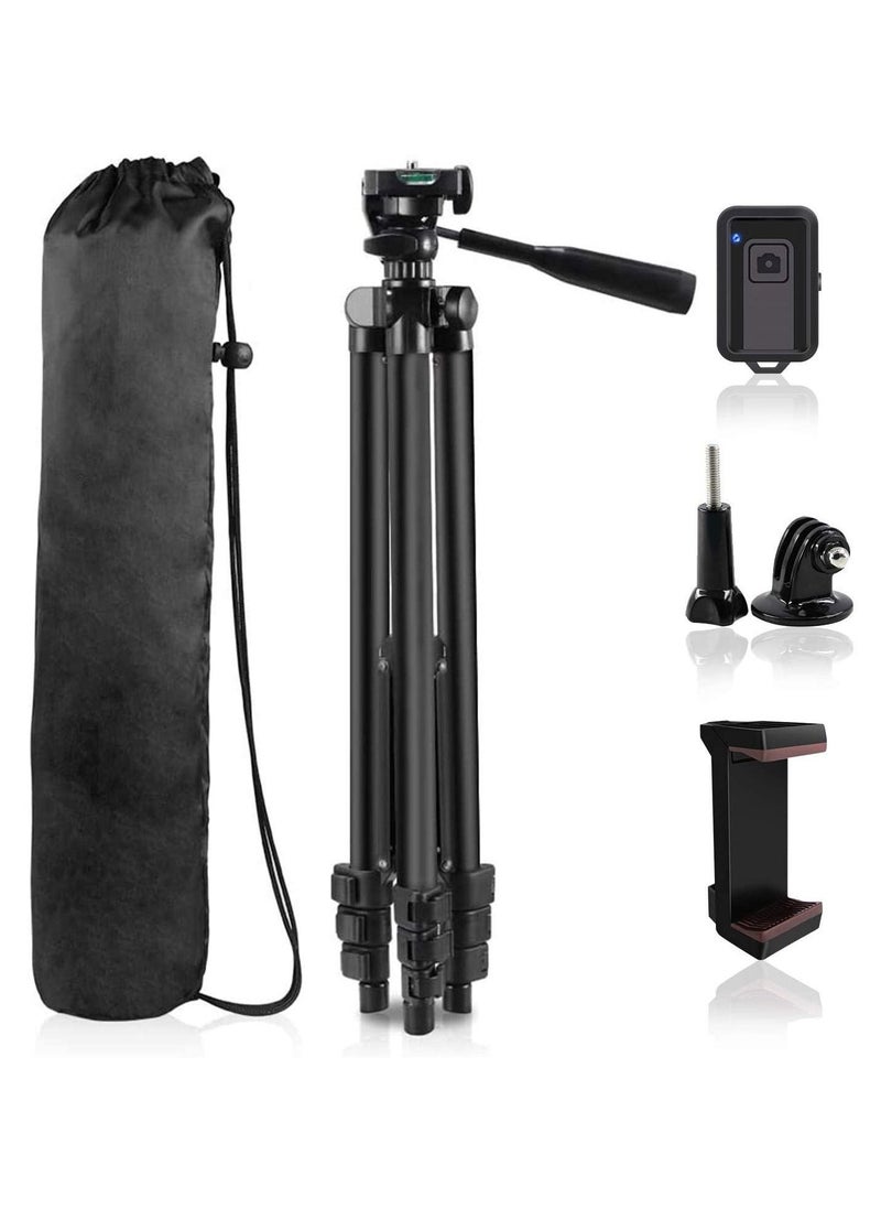 50 Extendable Cell Phone Tripod with Wireless Bluetooth Remote and Universal Phone Holder, Perfect for Video Recording/Selfies/Live Stream.