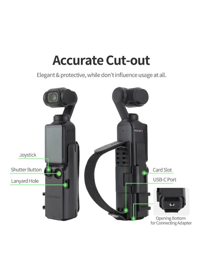 SYOSI Camera Extension Adapter for DJI Osmo Pocket 3 Handle Frame Accessories, Hand Band Protective Case Lanyard Expansion Frame Extension Handle Cover for Osmo Pocket 3