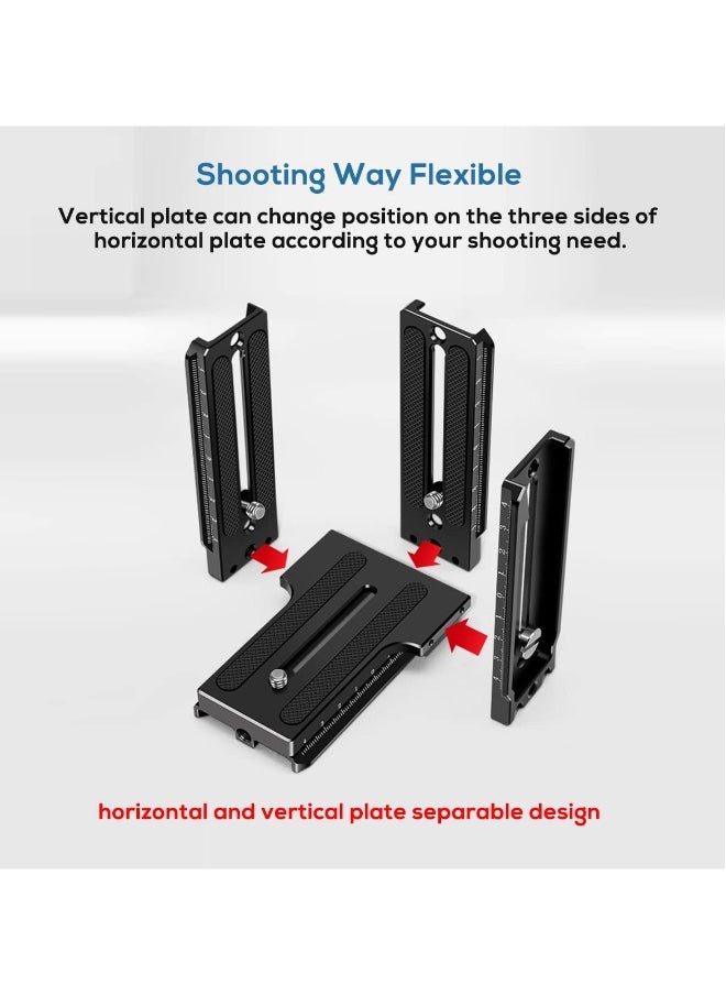 Aluminum L Bracket Vertical Horizontal Switching Quick Release Plate for DJI Ronin RS2 RSC2 for Zhiyun Weebill-S Gimbal Stabilizer Tripod Monopod and SLRs