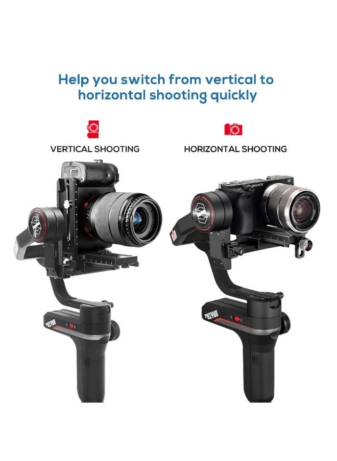 Aluminum L Bracket Vertical Horizontal Switching Quick Release Plate for DJI Ronin RS2 RSC2 for Zhiyun Weebill-S Gimbal Stabilizer Tripod Monopod and SLRs