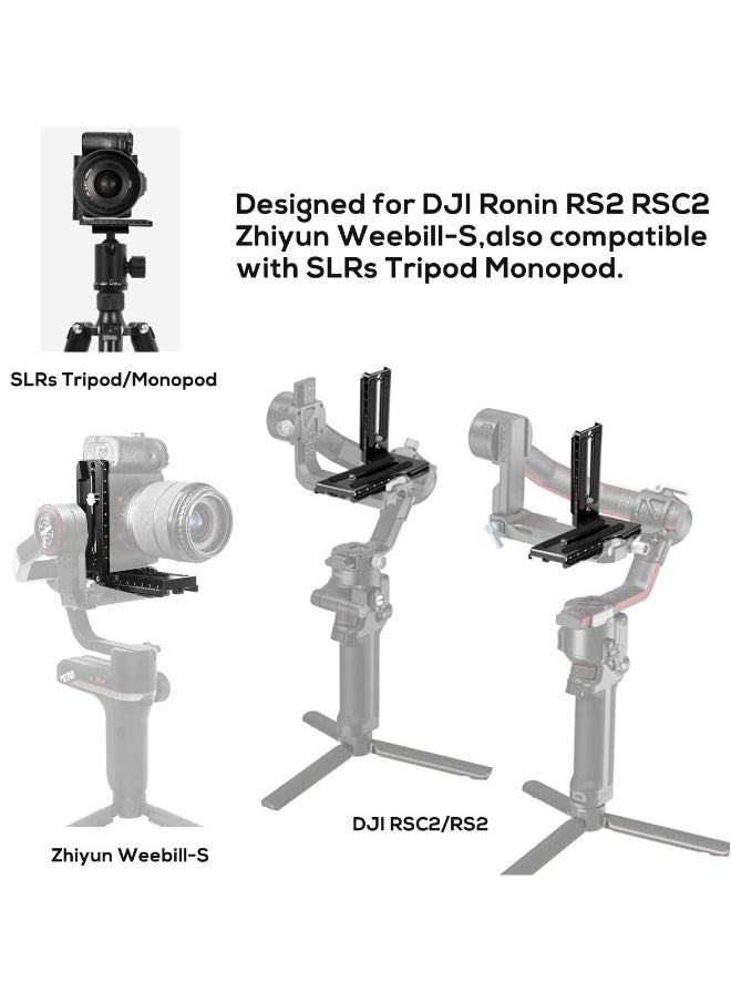 Aluminum L Bracket Vertical Horizontal Switching Quick Release Plate for DJI Ronin RS2 RSC2 for Zhiyun Weebill-S Gimbal Stabilizer Tripod Monopod and SLRs