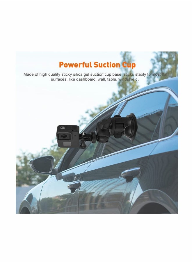 KASTWAVE Camera Car Windshield Suction Cup Mount Compatible with for GoPro Hero 10 9 8 7 6 5 Black 4 Session Insta360 for AKASO Campark DJI OSMO Action YI Action Camera Car Dash Cameras