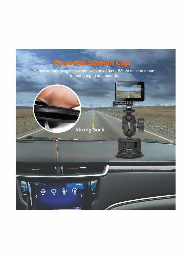 KASTWAVE Camera Car Windshield Suction Cup Mount Compatible with for GoPro Hero 10 9 8 7 6 5 Black 4 Session Insta360 for AKASO Campark DJI OSMO Action YI Action Camera Car Dash Cameras