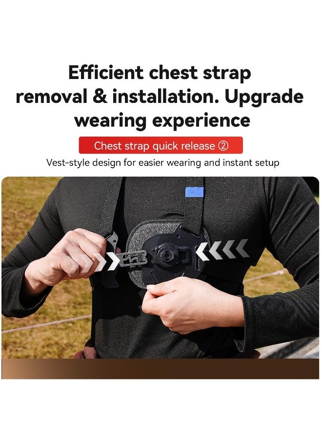 Chest Mount Harness Chest Strap with, Adjustable Chest Strap, Breathable Material, for DJI osmo and More Action Cameras