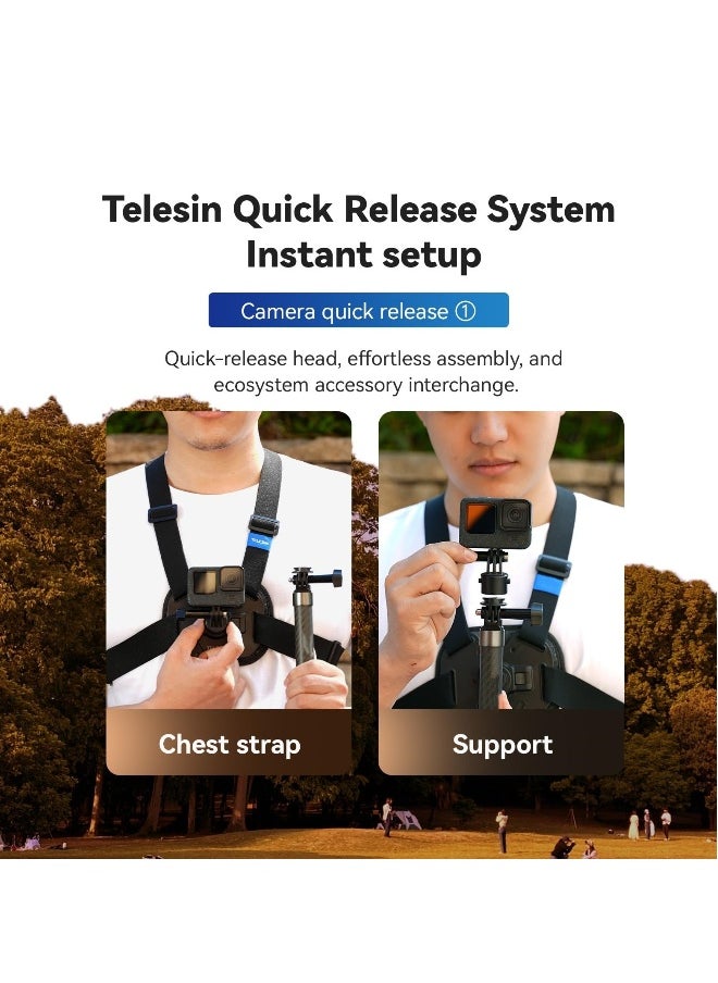 Chest Mount Harness Chest Strap with, Adjustable Chest Strap, Breathable Material, for DJI osmo and More Action Cameras