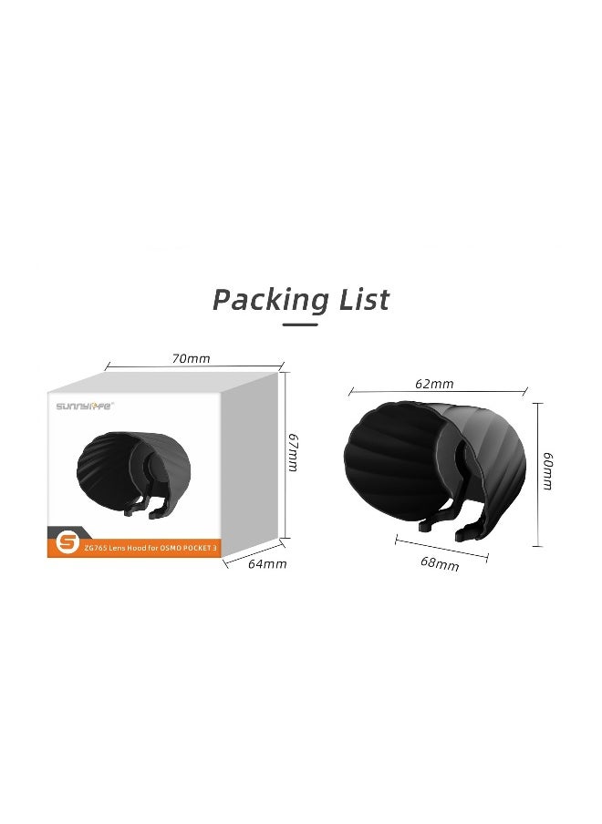 Camera Lens Sun Hood for DJI Osmo Pocket 3, Protective Case, Lens Hood Sunshade Lens Protector Cap Cover Guard,DJI Osmo Pocket 3 Camera Accessories