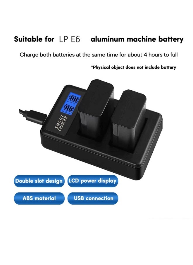 LCD USB LP-E6 Battery Charger, Replacement 5D Mark II 5D Mark III 5D Mark2 Camera, Battery Lightweight Camera Charger, for Travel and Outdoor