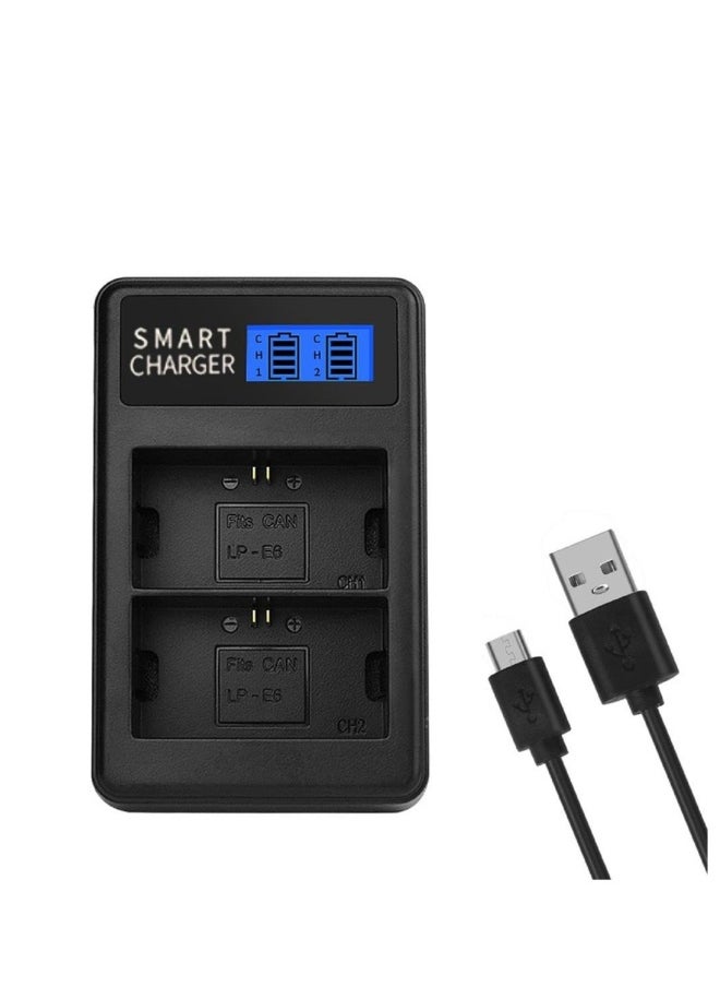 LCD USB LP-E6 Battery Charger, Replacement 5D Mark II 5D Mark III 5D Mark2 Camera, Battery Lightweight Camera Charger, for Travel and Outdoor