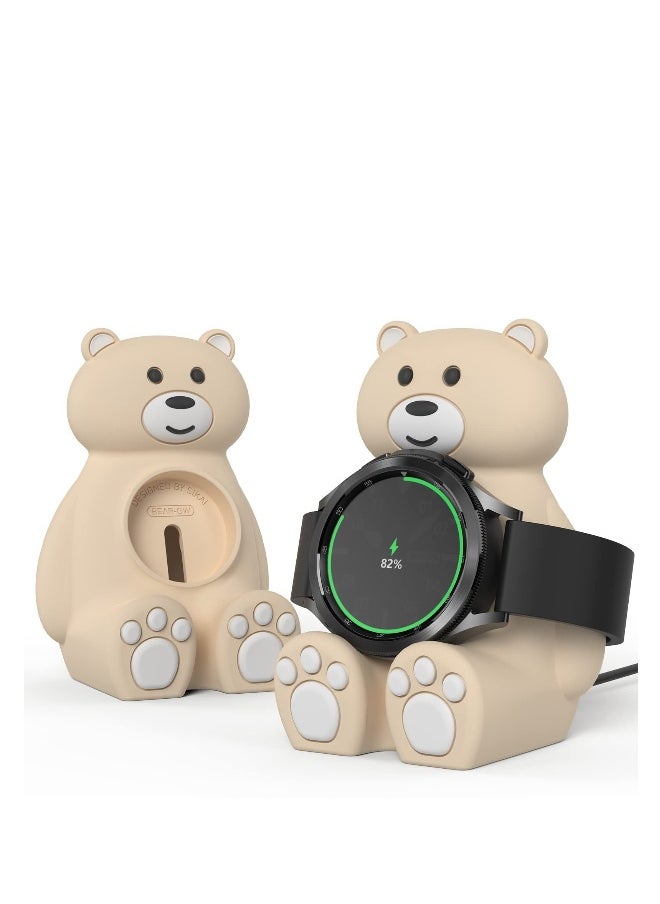 Smartwatch Charger Stand, Compatible with Samsung Galaxy Watch 4/4 Classic/3/Active 2, Cute Bear Silicone Charging Dock, for Samsung Watch Charger Accessories, premium silicone material