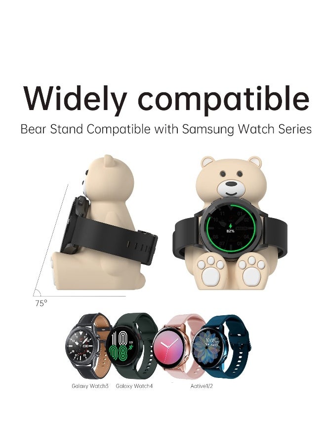 Smartwatch Charger Stand, Compatible with Samsung Galaxy Watch 4/4 Classic/3/Active 2, Cute Bear Silicone Charging Dock, for Samsung Watch Charger Accessories, premium silicone material