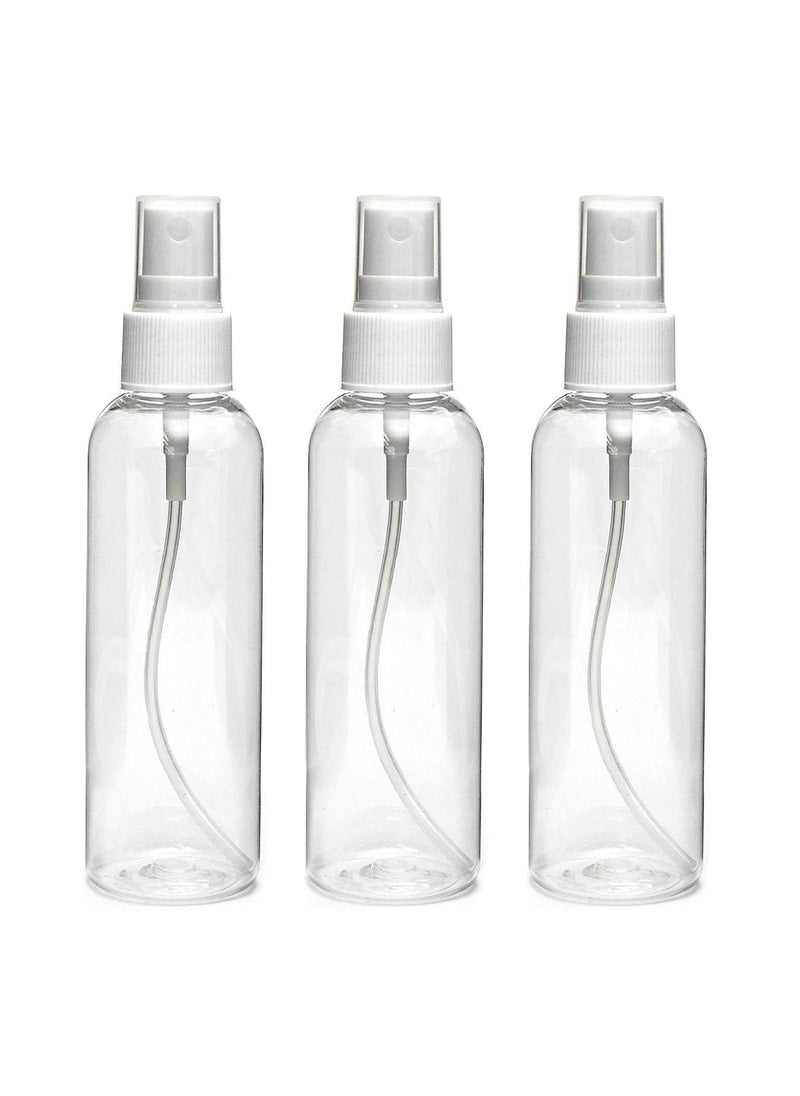 AC ENTERPRISE Transparent Plastic Empty Refillable Reusable Fine Mist Spray Bottle Container for Sanitizer Spray Bottles Fine Mist Plastic Mini Travel Bottle Set Perfume Rose water Pack Of 3