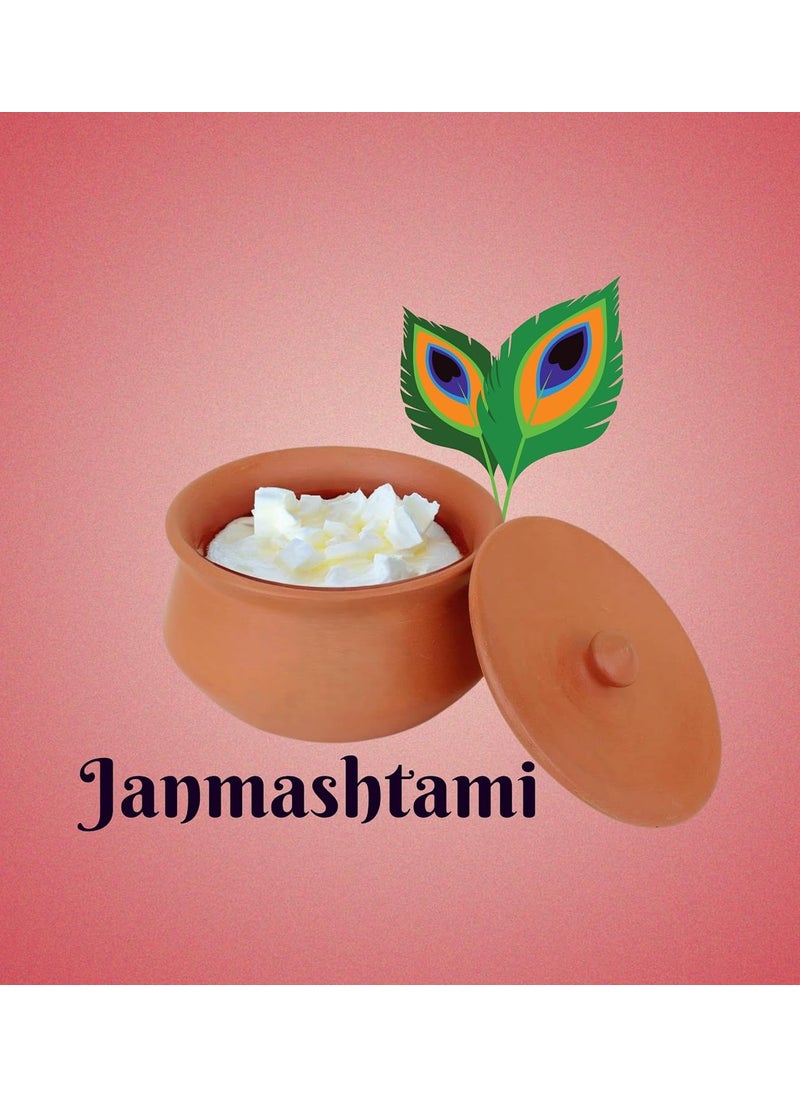 Terra Charms Clay Handi for Sacred Handi Crafting Krishnas Delight for Janmashtami Clay Pot Serving Pot Hand Craft Handi for Making Makhan Mishri Bhog Parsadm 1L Capacity