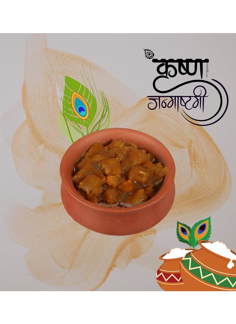 Terra Charms Clay Handi for Sacred Handi Crafting Krishnas Delight for Janmashtami Clay Pot Serving Pot Hand Craft Handi for Making Makhan Mishri Bhog Parsadm 1L Capacity