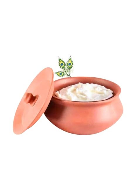 Terra Charms Clay Handi for Sacred Handi Crafting Krishnas Delight for Janmashtami Clay Pot Serving Pot Hand Craft Handi for Making Makhan Mishri Bhog Parsadm 1L Capacity