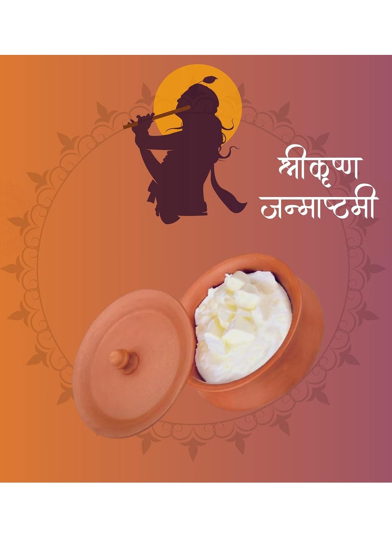 Terra Charms Clay Handi for Sacred Handi Crafting Krishnas Delight for Janmashtami Clay Pot Serving Pot Hand Craft Handi for Making Makhan Mishri Bhog Parsadm 1L Capacity