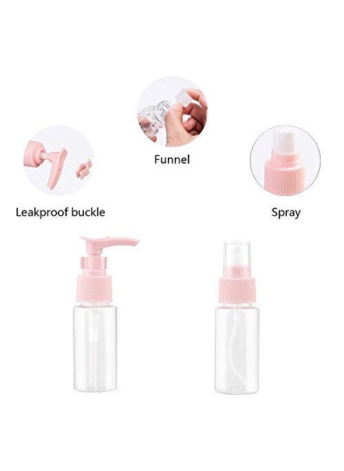 YKXIMS Multipurpose 7pcs Portable Travel Cosmetics Container Plastic Bottle Set Travel Cosmetic Bottles Shampoo Bottle Toiletries Liquid Containers Spray BottlesPink