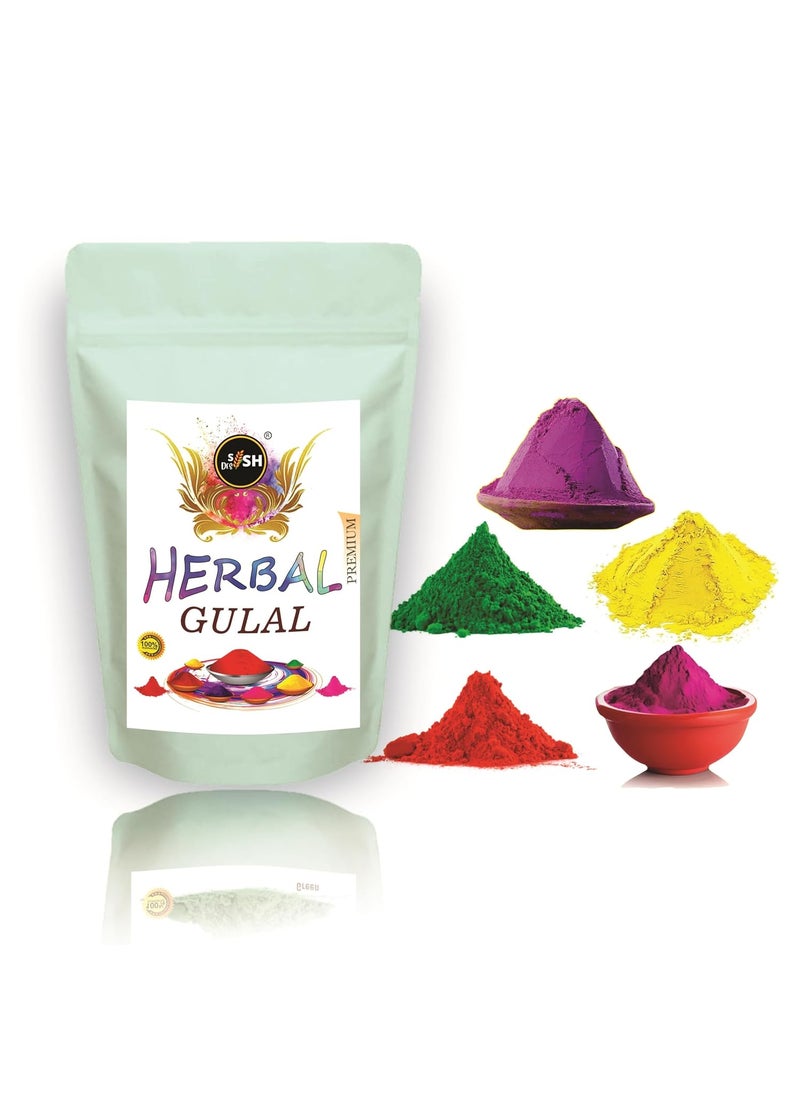 Sish Desi Holi Herbal Gulal Color 250g for Kids and Adults Natural Fragrance Soft Gulal with NonToxic Scent for Holi Parties and Puja Pack of 5 Colors