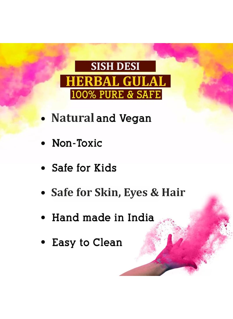Sish Desi Holi Herbal Gulal Color 250g for Kids and Adults Natural Fragrance Soft Gulal with NonToxic Scent for Holi Parties and Puja Pack of 5 Colors