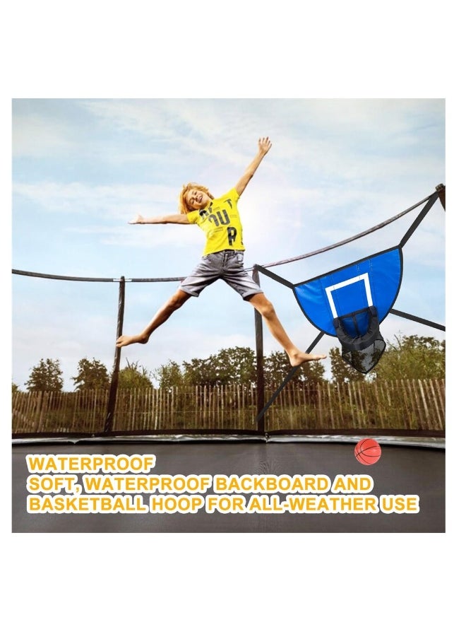 Trampoline Basketball Hoop, Kids Basketball Stand with Pump and Mini Ball Breakaway Rim for Dunking Trampoline Basketball Attachment for Indoor Outdoor Sports Playing