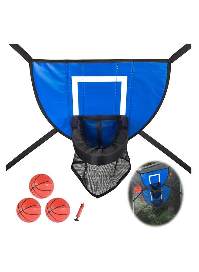 Trampoline Basketball Hoop, Kids Basketball Stand with Pump and Mini Ball Breakaway Rim for Dunking Trampoline Basketball Attachment for Indoor Outdoor Sports Playing