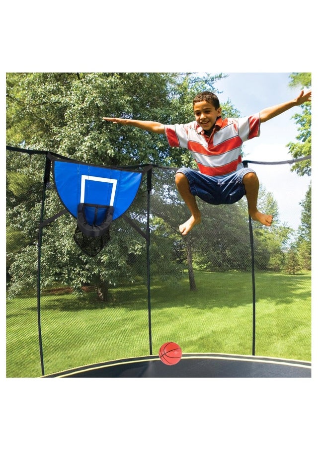 Trampoline Basketball Hoop, Kids Basketball Stand with Pump and Mini Ball Breakaway Rim for Dunking Trampoline Basketball Attachment for Indoor Outdoor Sports Playing