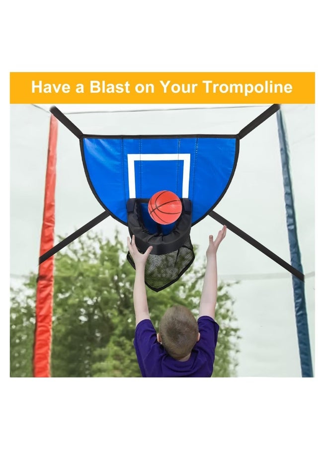 Trampoline Basketball Hoop, Kids Basketball Stand with Pump and Mini Ball Breakaway Rim for Dunking Trampoline Basketball Attachment for Indoor Outdoor Sports Playing