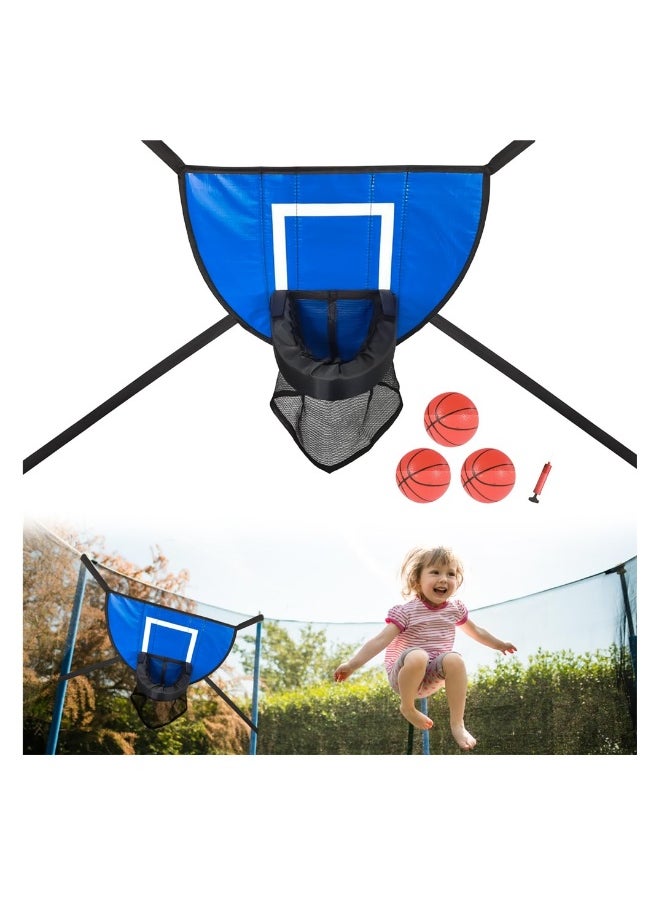 Trampoline Basketball Hoop, Kids Basketball Stand with Pump and Mini Ball Breakaway Rim for Dunking Trampoline Basketball Attachment for Indoor Outdoor Sports Playing