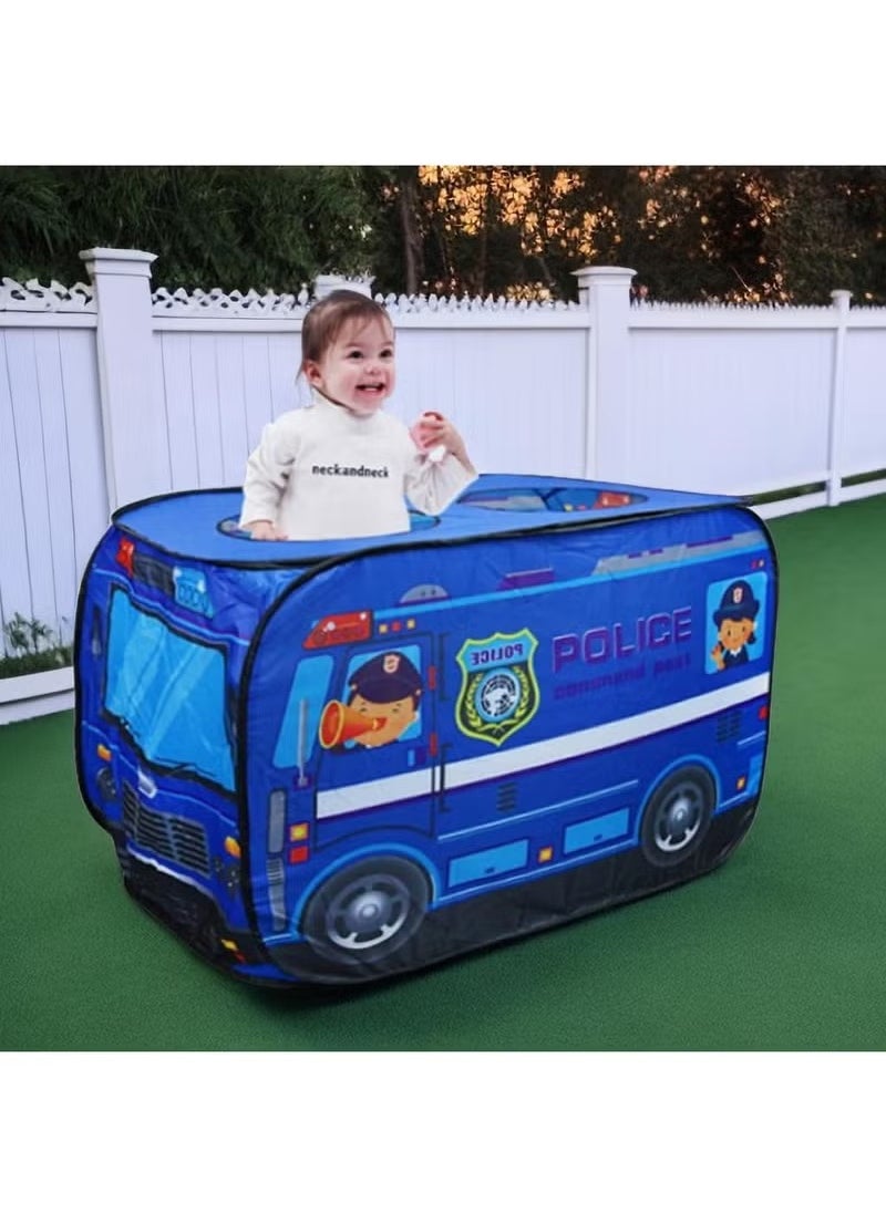Police Car Pop Up Play Tent, for Toddlers 1-3 Indoor & Outdoor Playhouses Boy Birthday Gift