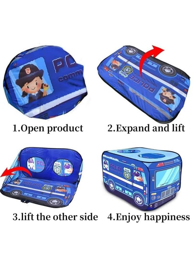Police Car Pop Up Play Tent, for Toddlers 1-3 Indoor & Outdoor Playhouses Boy Birthday Gift
