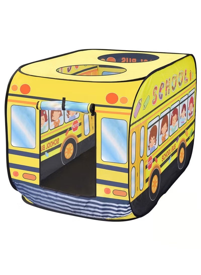 School Bus Pop Up Tent, for Toddlers 1-3 Indoor & Outdoor Playhouses Boy Birthday Gift