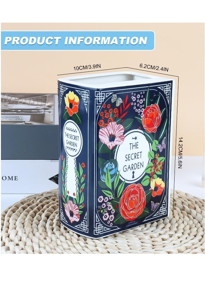 Book Flower Vase, Ceramic Book-Shaped Decorative Vase, Small Flower Vase for Home Decor, Cute Bookshelf Decoration, Creative Vase for Book Lovers, Modern Decorative Vase for Home and Office
