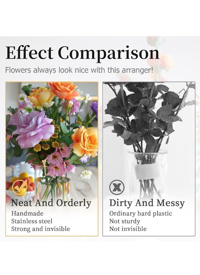 9Pcs Flower Arranger Holder, Stainless Steel Easy Arranger Flower Holders, Floral Arrangement Holder Bouquet Twister, Reusable Gold Round Metal Flower Lid Supplies for Plant Fixation