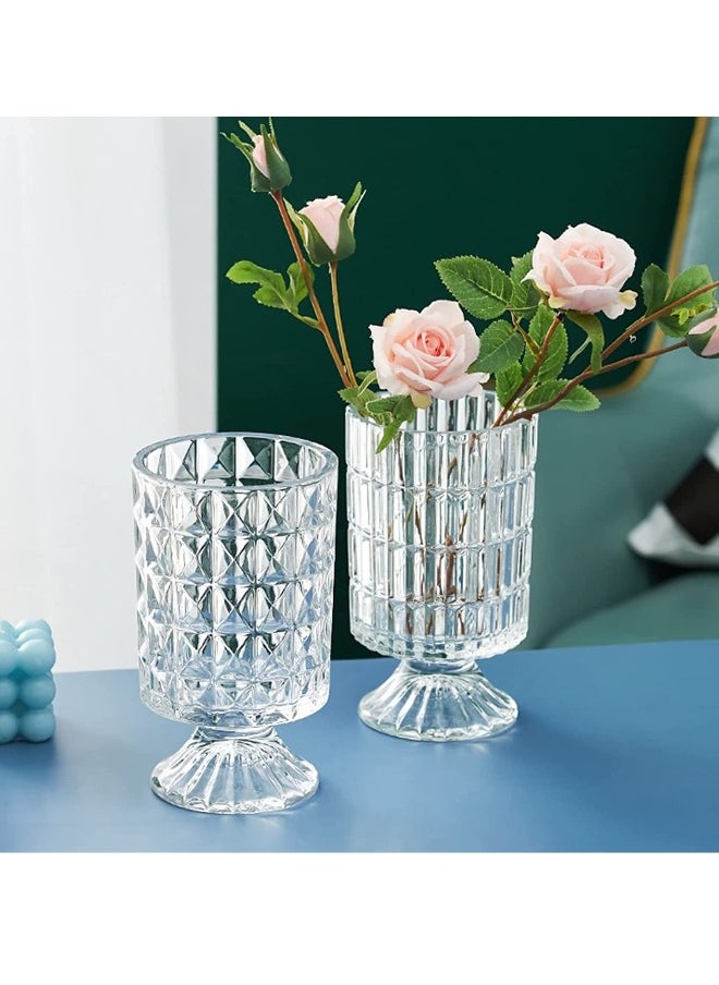 SYOSI Clear Glass Vase, Goblet Shaped Vase Decorative for Living Room Dining Table Office Decor