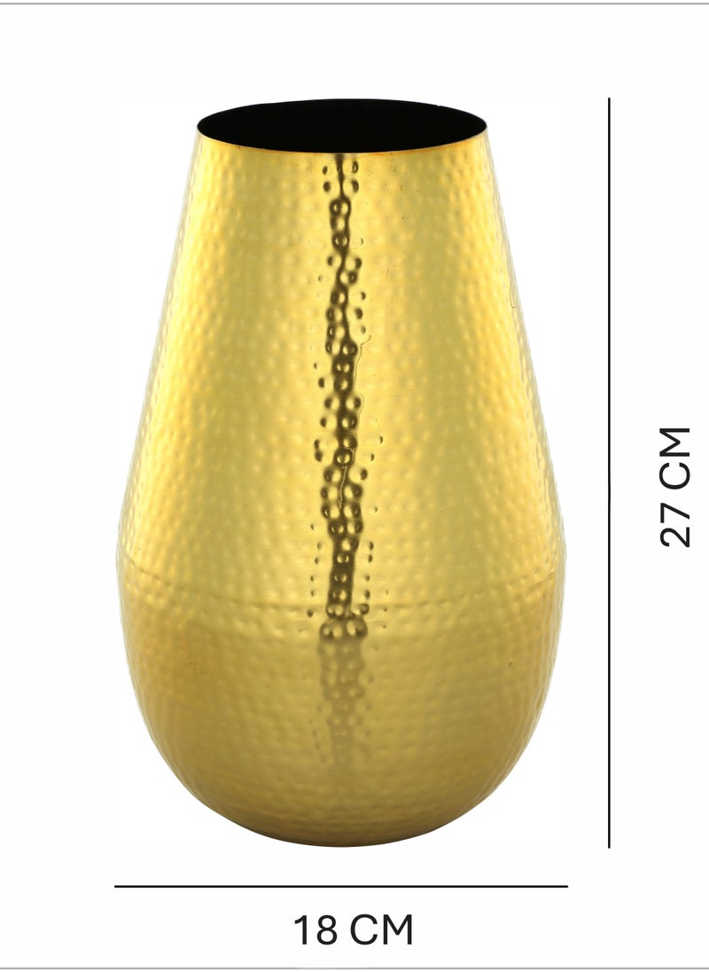 Hammered Design Gold Vase – Luxury Metal Home Décor by European Brass
