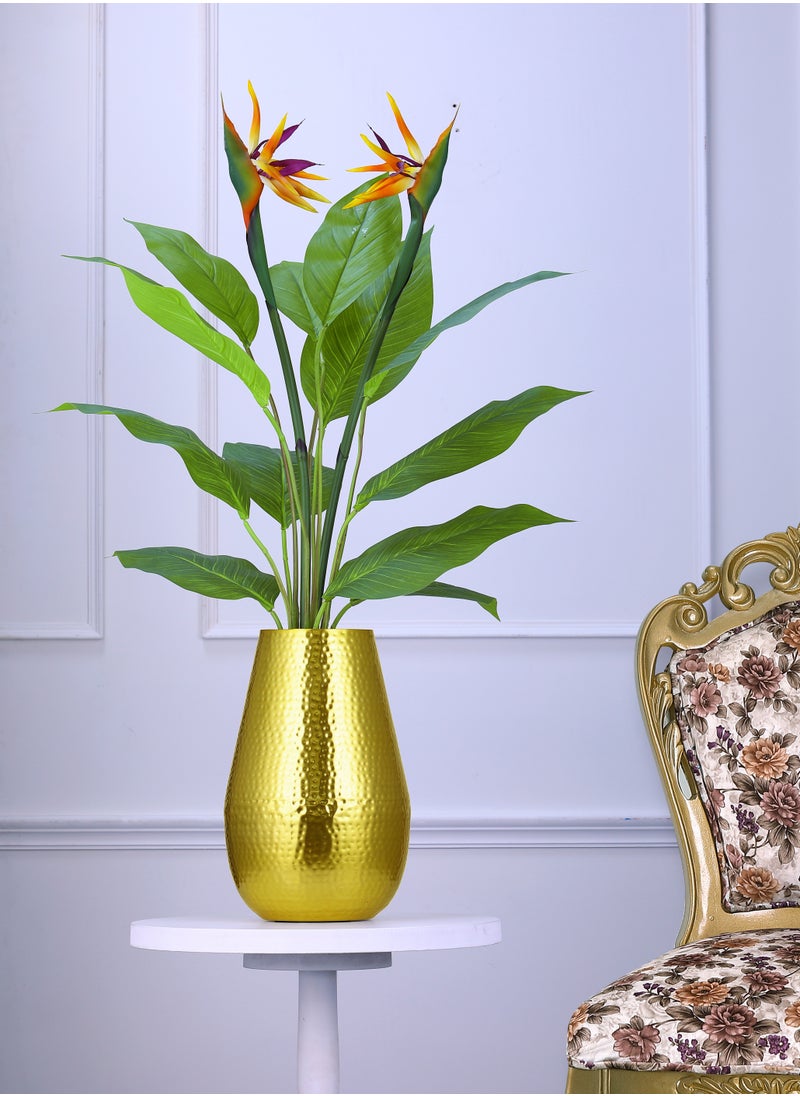 Hammered Design Gold Vase – Luxury Metal Home Décor by European Brass